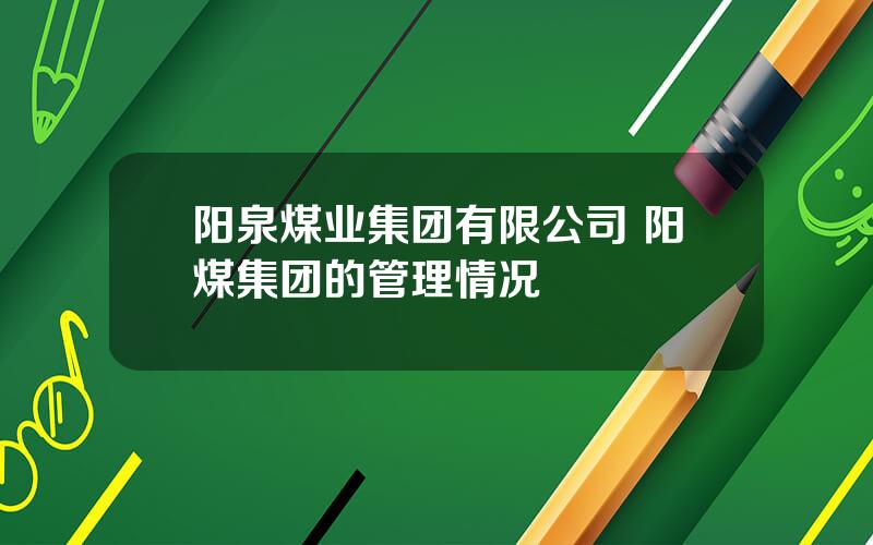 阳泉煤业集团有限公司 阳煤集团的管理情况